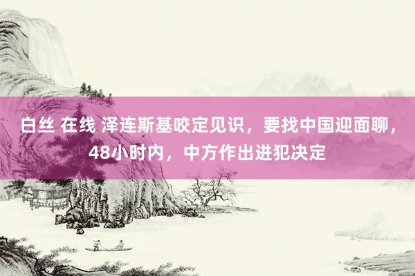   白丝 在线 泽连斯基咬定见识，要找中国迎面聊，48小时内，中方作出进犯决定