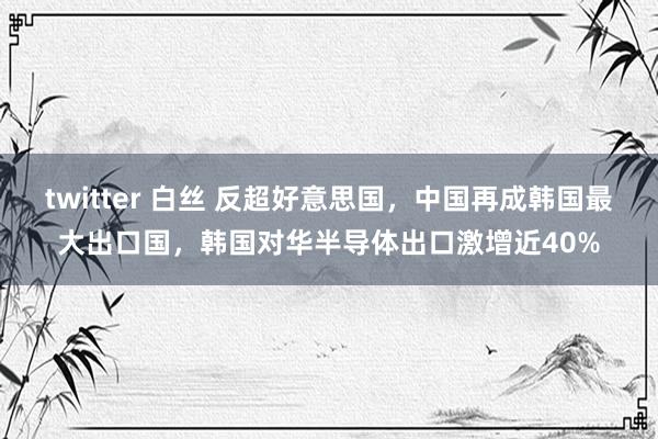   twitter 白丝 反超好意思国，中国再成韩国最大出口国，韩国对华半导体出口激增近40%